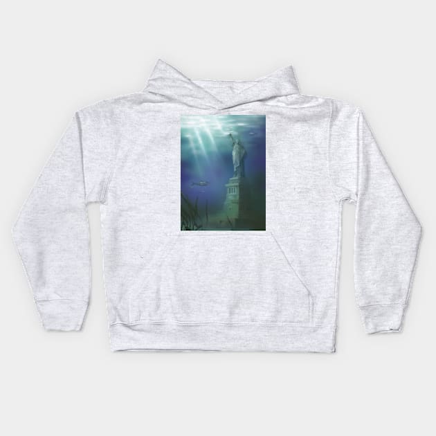 Statue of Liberty Under Water Kids Hoodie by ScienceSource